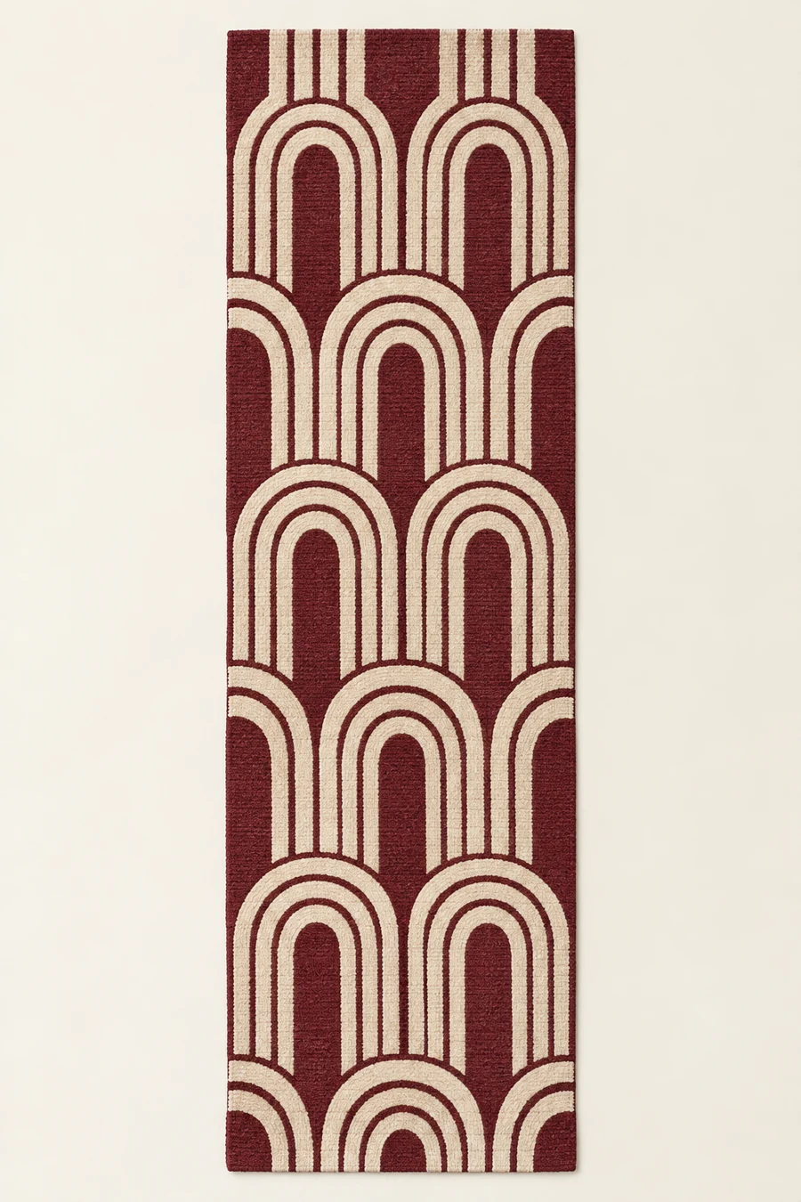 Burgundy Gallery Runner, Burgundy / Cream, full rug view