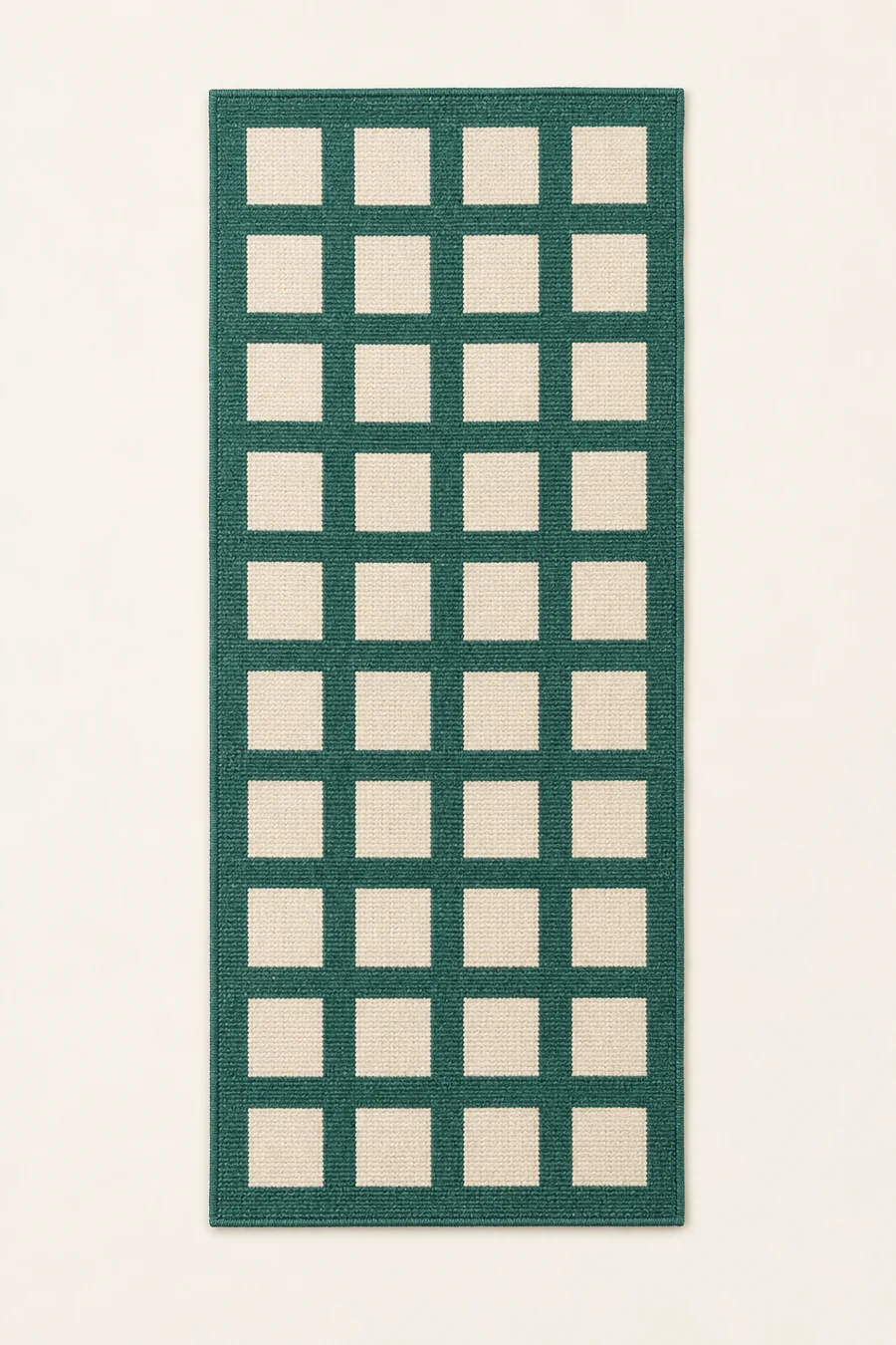 Jade Grid Mini Runner, Jade green / Cream, full rug view