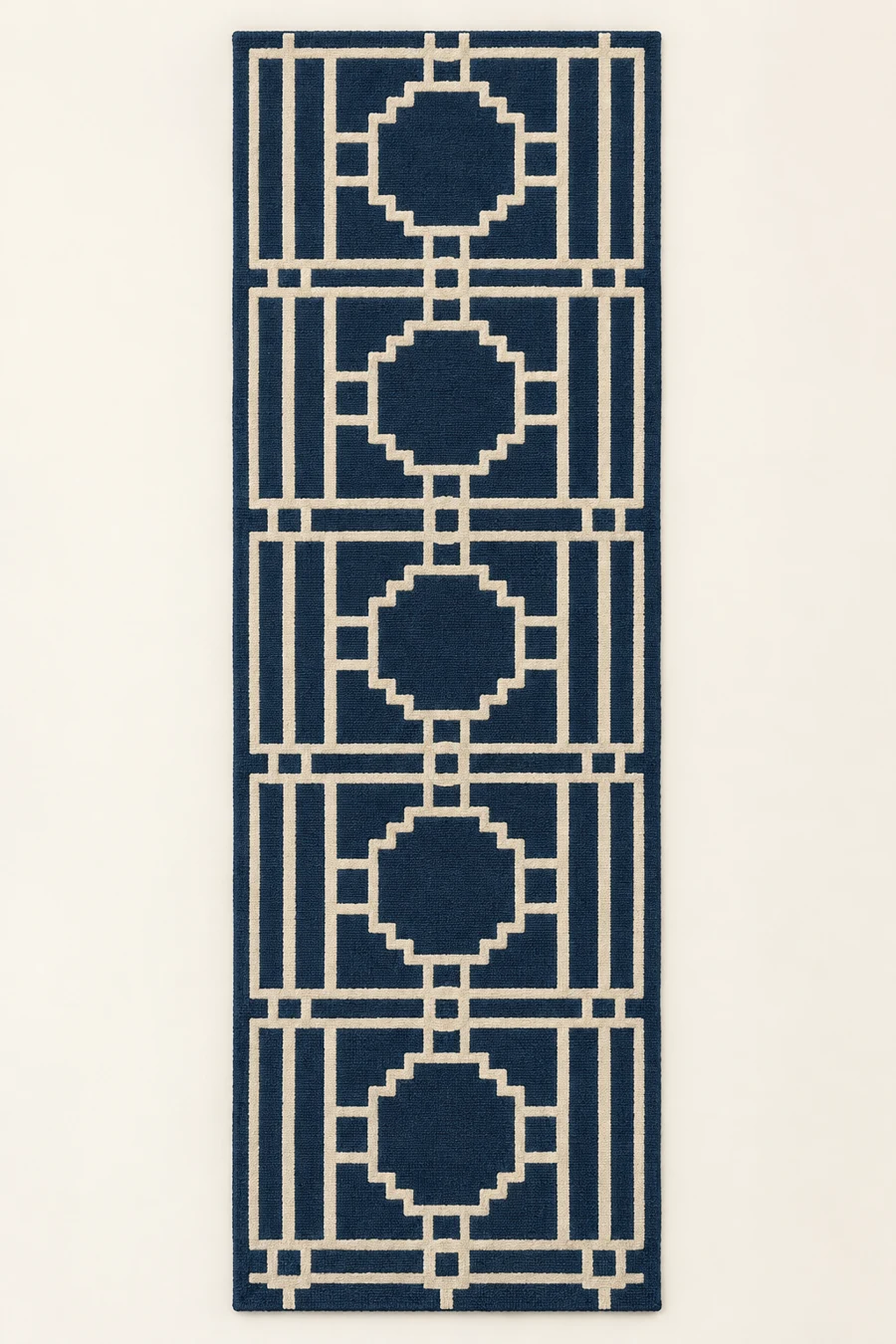 Midnight Balcony Runner, Midnight blue / Ivory, full rug view