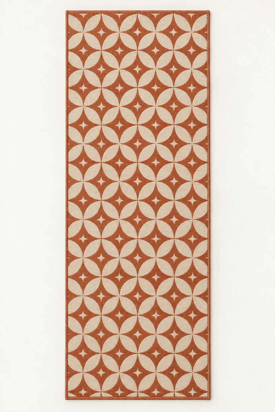 Mosaic Lane Runner, Terracotta / Cream, full rug view