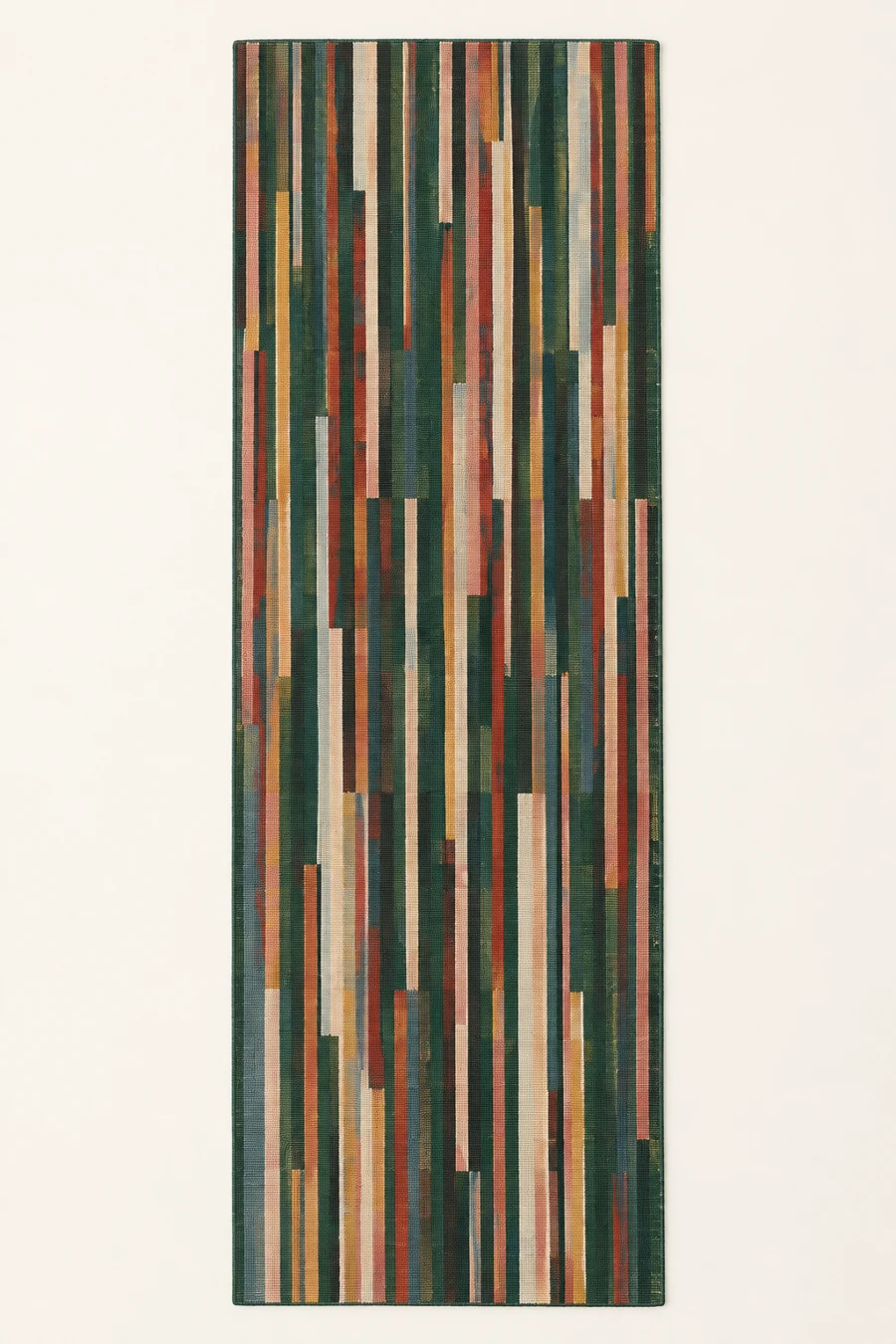 Night Market Runner, Forest green / Multicolour, full rug view