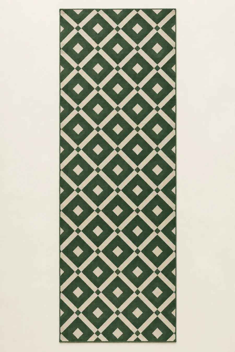 Tea Room Runner, Forest green / Cream, full rug view